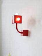 Wall Sconce | Cube Red Metal & E26/E27 Compatible