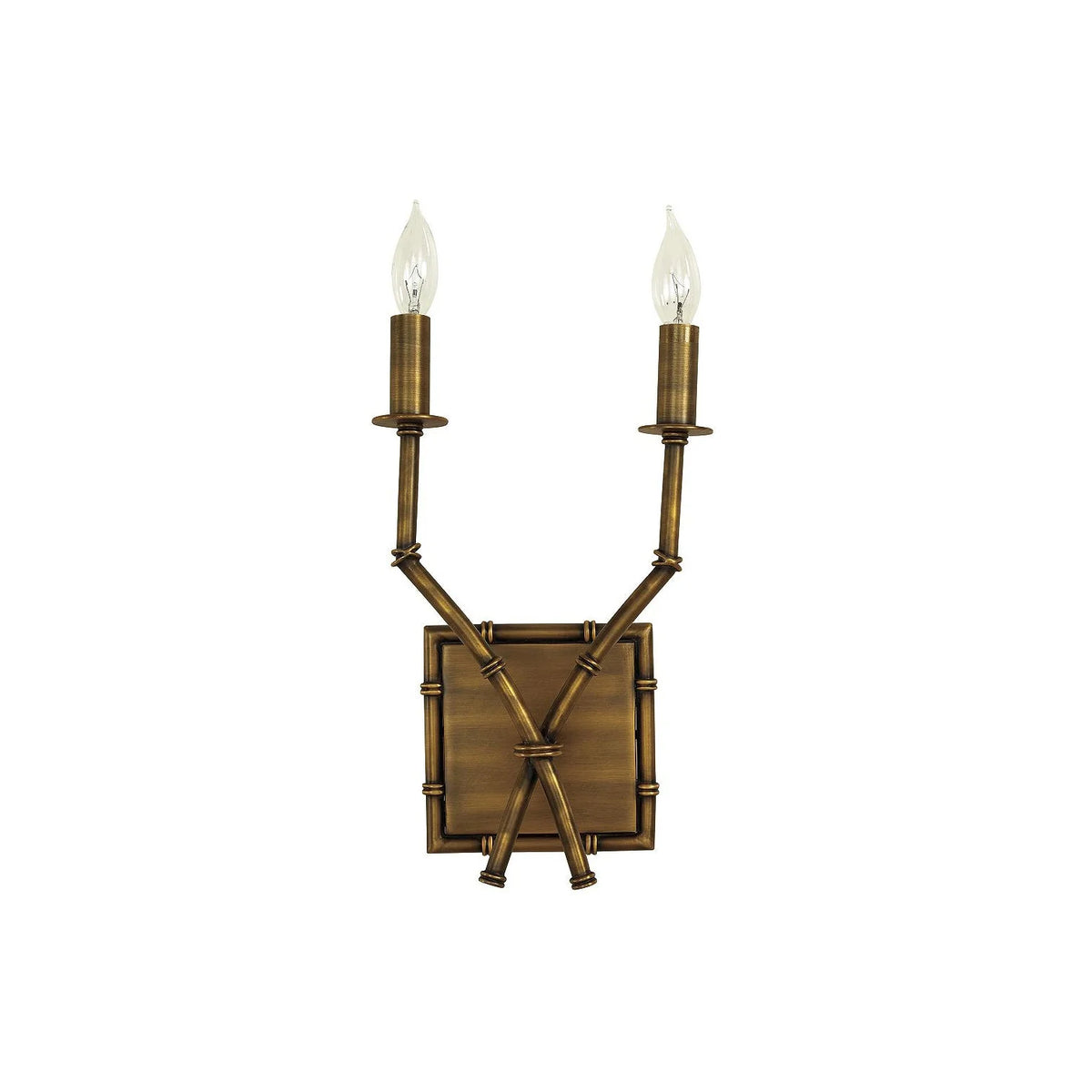 Wall Sconce | Double-Arm Bronze Iron & Fabric Shade