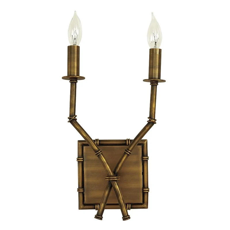 Wall Sconce | Double-Arm Bronze Iron & Fabric Shade