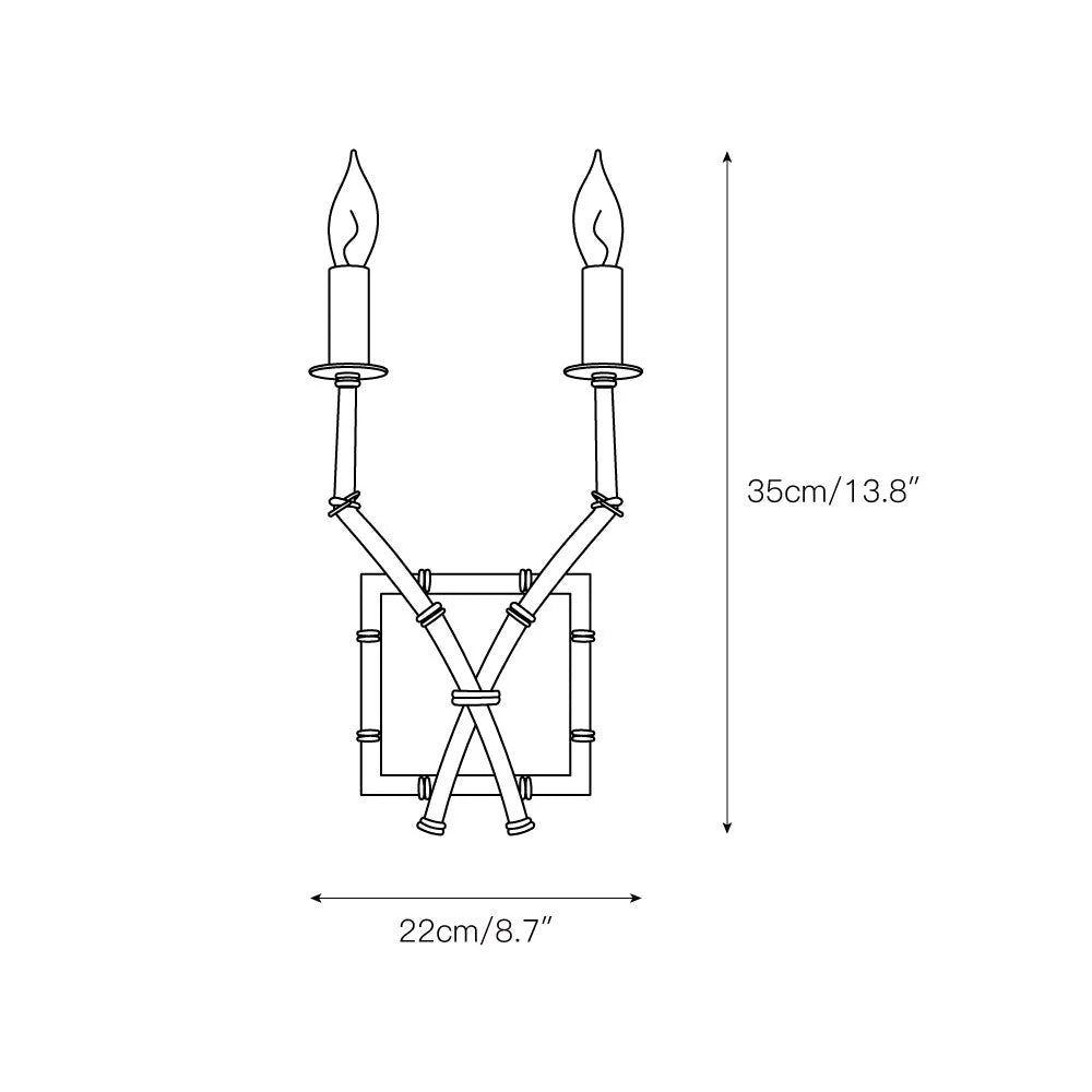 Wall Sconce | Double-Arm Bronze Iron & Fabric Shade