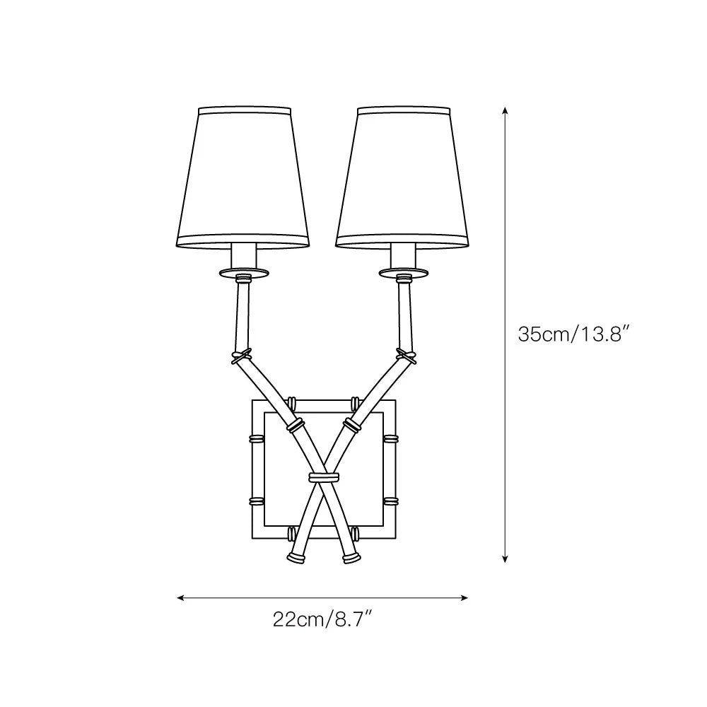 Wall Sconce | Double-Arm Bronze Iron & Fabric Shade