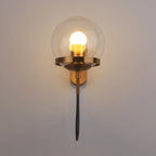 Wall Sconce | Glass Globe, Iron Frame, Dimmable LED | Bulb Included