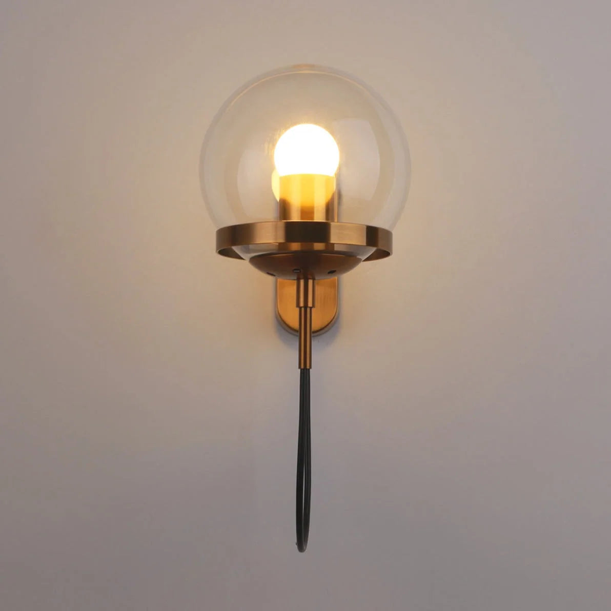 Wall Sconce | Glass Globe, Iron Frame, Dimmable LED | Bulb Included