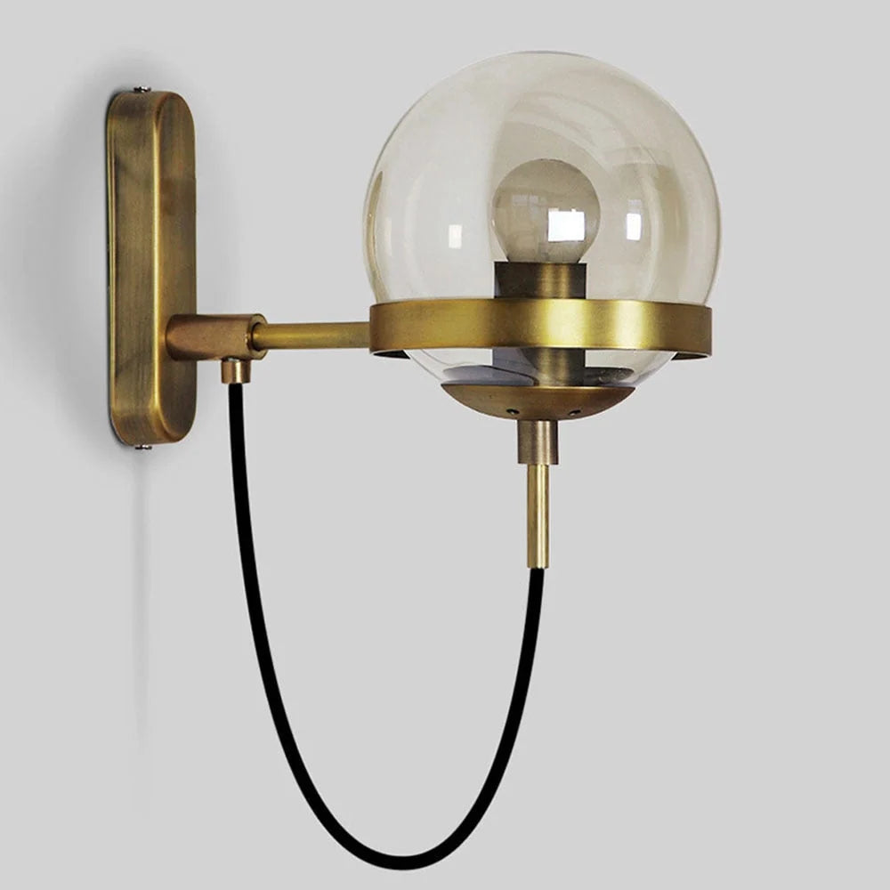 Wall Sconce | Glass Globe, Iron Frame, Dimmable LED | Bulb Included