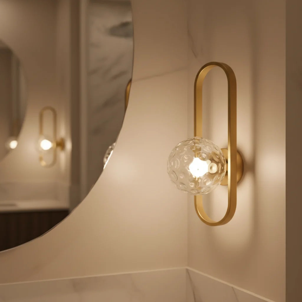 Wall Sconce | Glass & Metal Warm LED | E27 Bulb Included