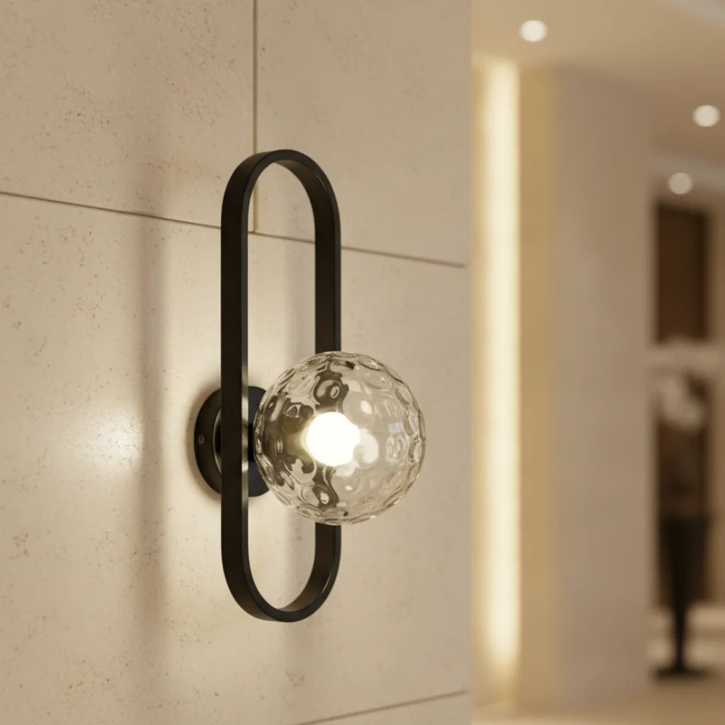 Wall Sconce | Glass & Metal Warm LED | E27 Bulb Included