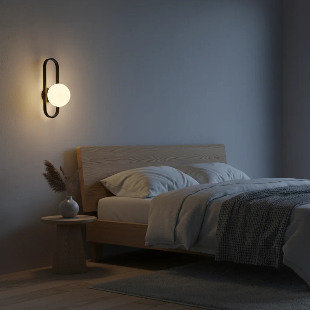 Wall Sconce | Glass & Metal Warm LED | E27 Bulb Included