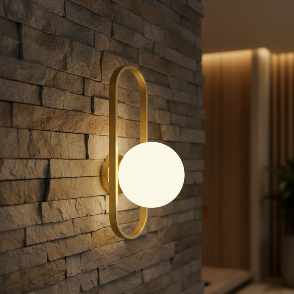 Wall Sconce | Glass & Metal Warm LED | E27 Bulb Included