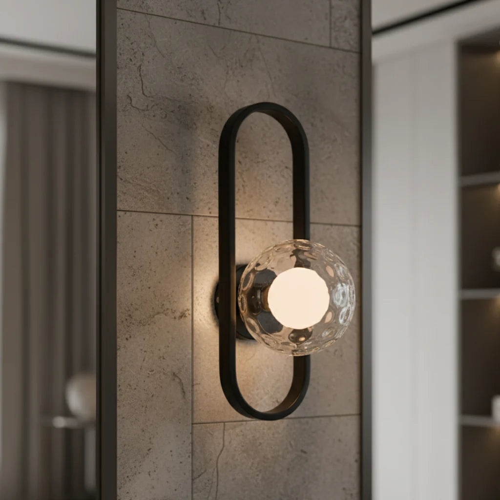 Wall Sconce | Glass & Metal Warm LED | E27 Bulb Included