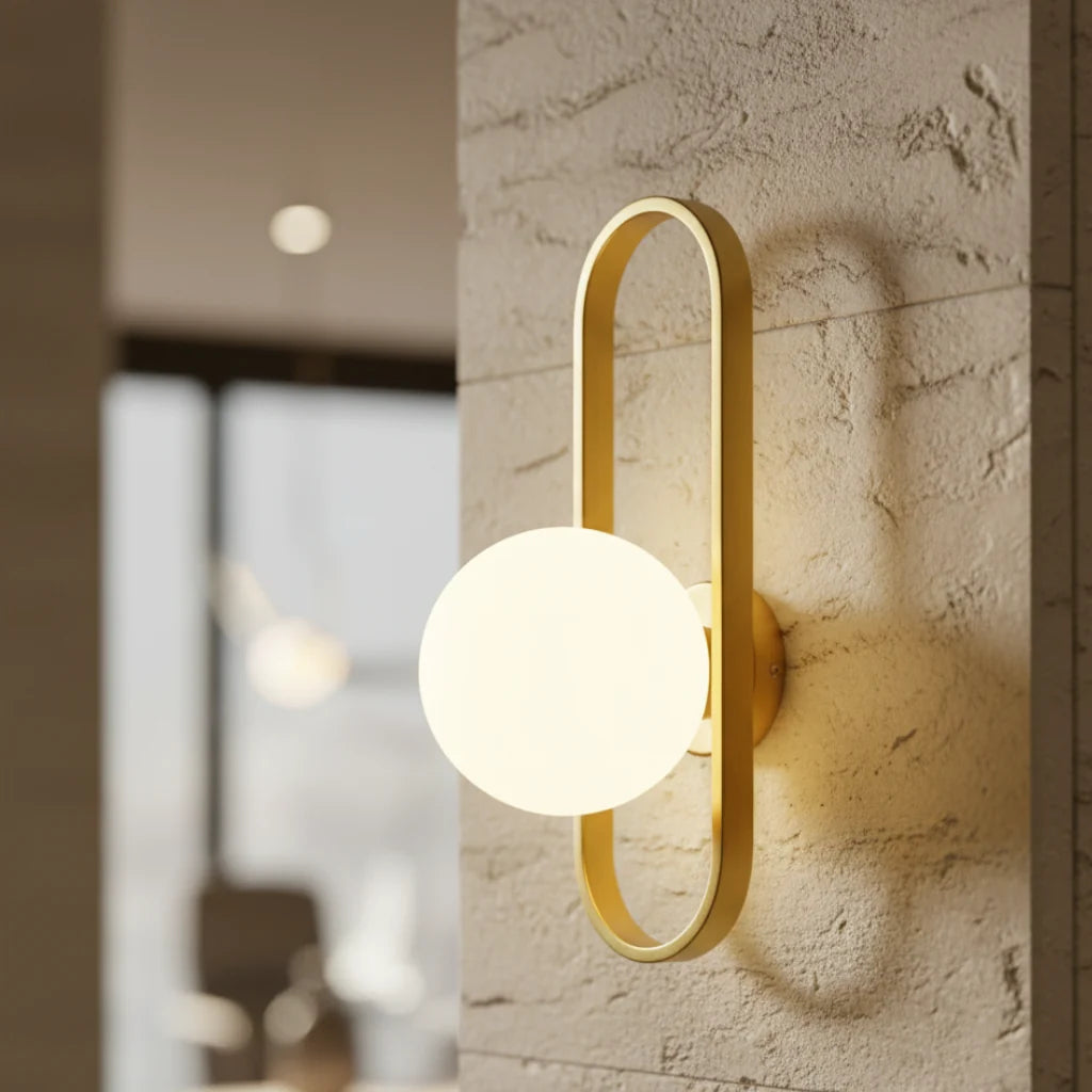 Wall Sconce | Glass & Metal Warm LED | E27 Bulb Included