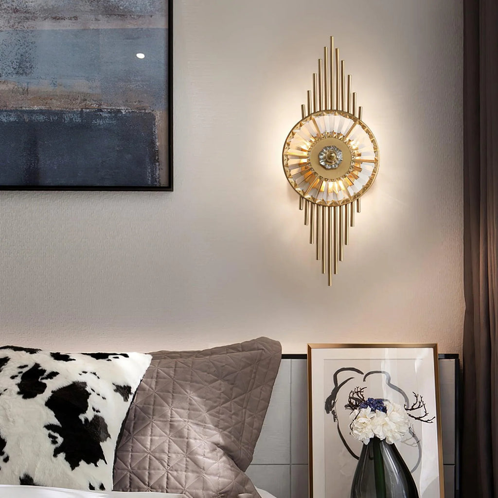 Wall Sconce | Gold Finish & Cut Glass | E14 Base