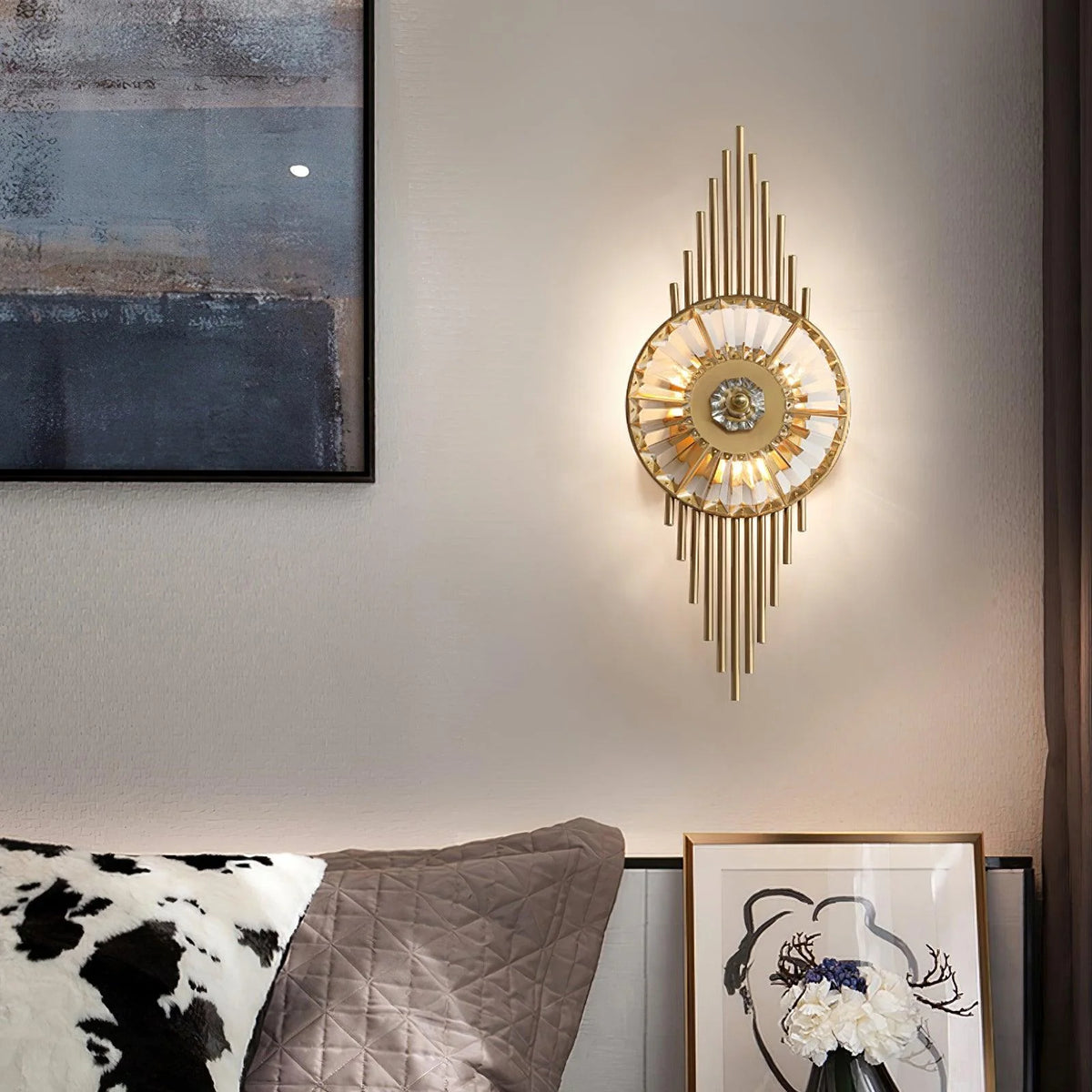 Wall Sconce | Gold Finish & Cut Glass | E14 Base