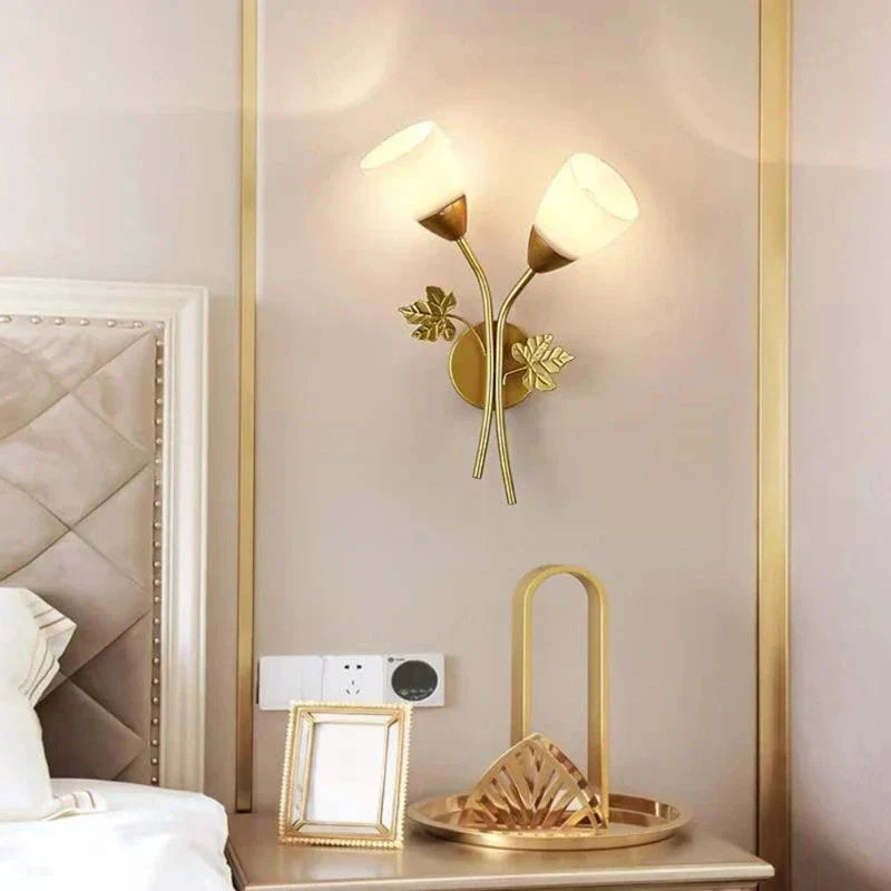 Wall Sconce | Gold Leaf Botanical Design | LED Lighting