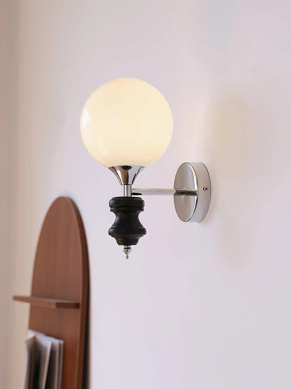 Wall Sconce | Iron Body & Glass Shade | Damp-Rated