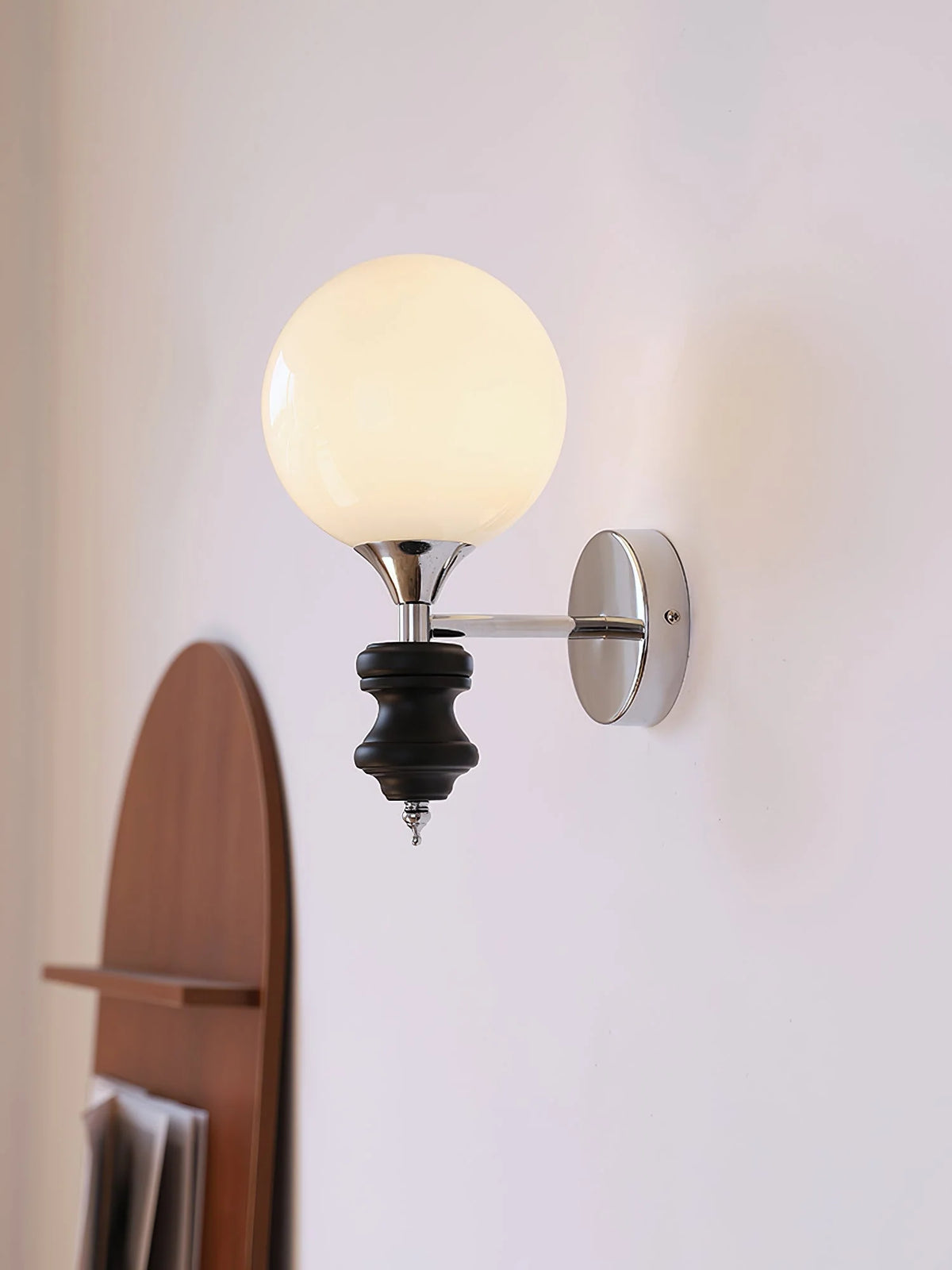 Wall Sconce | Iron Body & Glass Shade | Damp-Rated