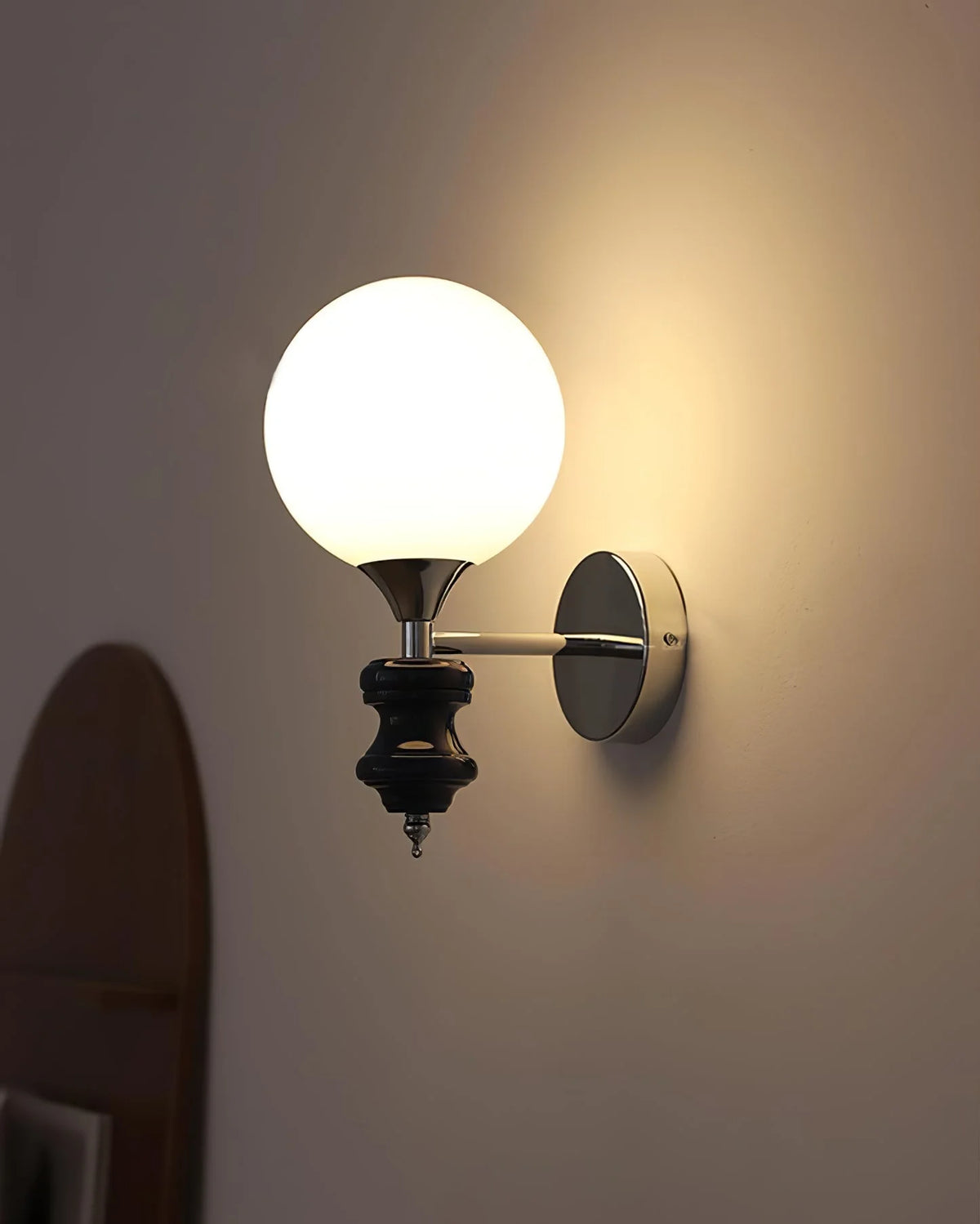 Wall Sconce | Iron Body & Glass Shade | Damp-Rated