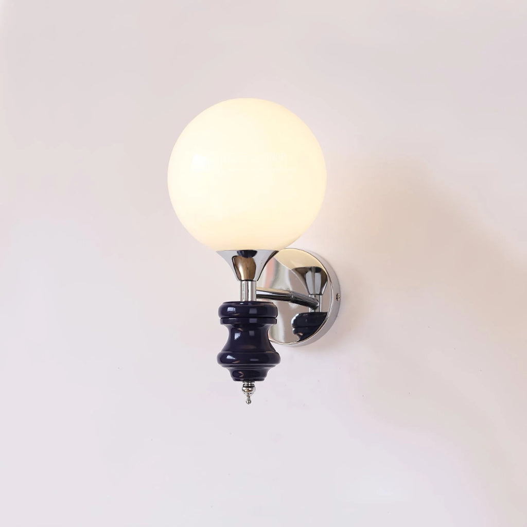 Wall Sconce | Iron Body & Glass Shade | Damp-Rated