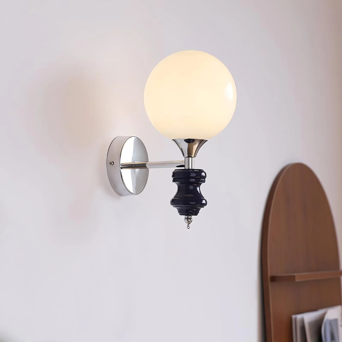 Wall Sconce | Iron Body & Glass Shade | Damp-Rated