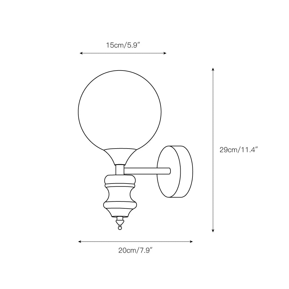 Wall Sconce | Iron Body & Glass Shade | Damp-Rated