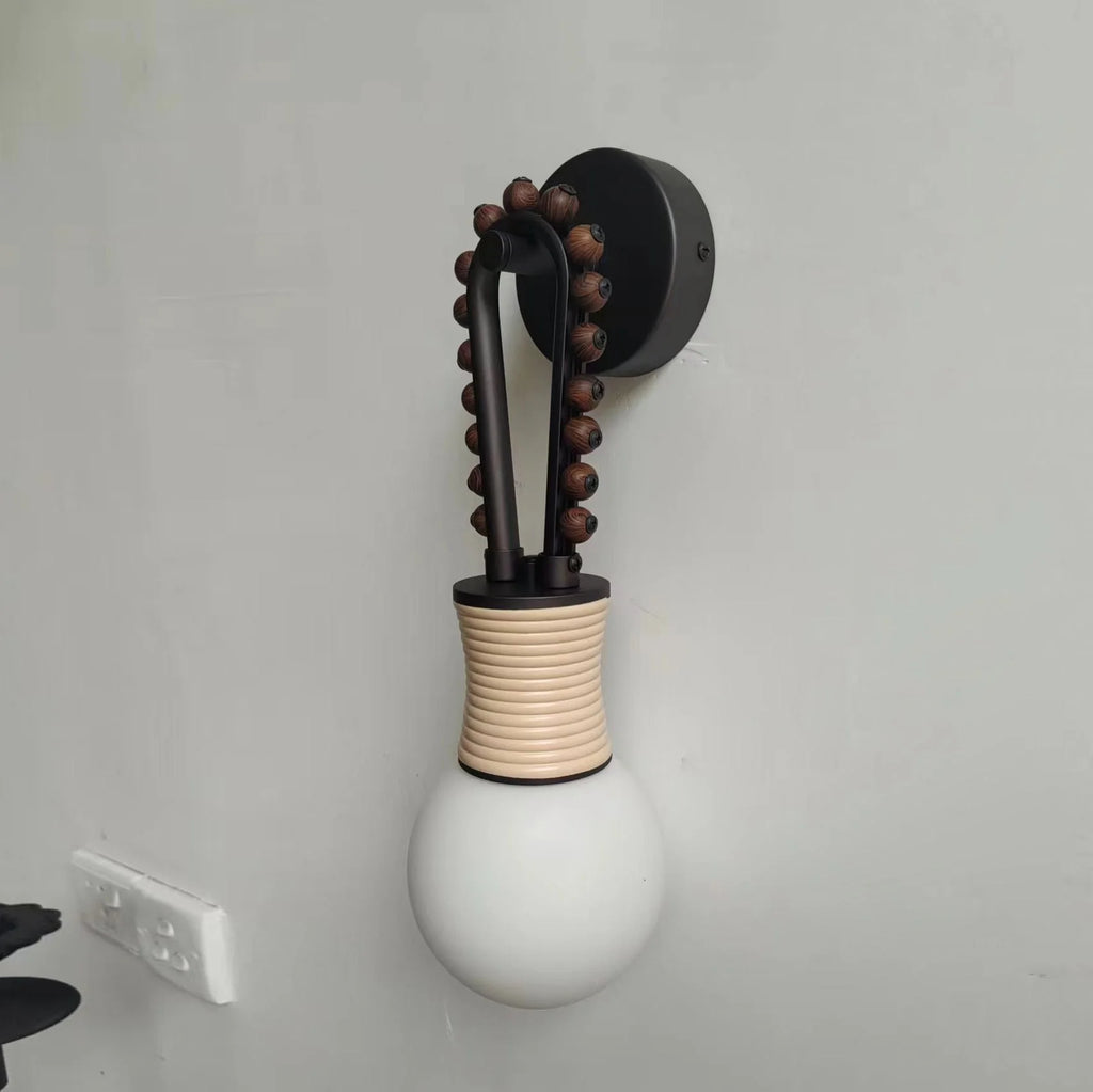 Wall Sconce | Loop Design Walnut Wood & Glass | G9 Bulb Holder