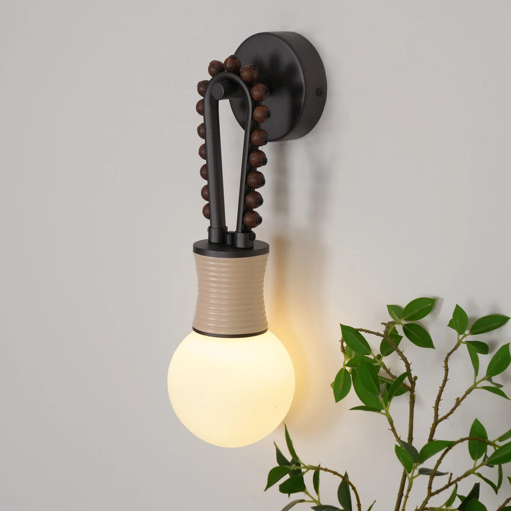 Wall Sconce | Loop Design Walnut Wood & Glass | G9 Bulb Holder