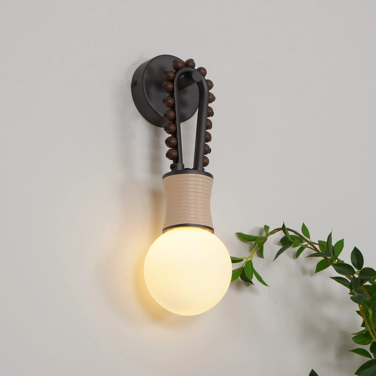 Wall Sconce | Loop Design Walnut Wood & Glass | G9 Bulb Holder