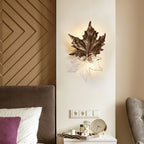 Wall Sconce | Maple Leaf Design Brass & Glass | 31 cm