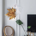 Wall Sconce | Maple Leaf Design Brass & Glass | 31 cm