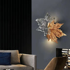 Wall Sconce | Maple Leaf Design Brass & Glass | 31 cm