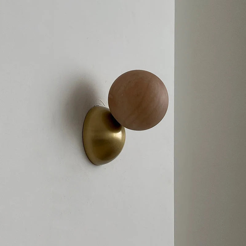 Wall Sconce | Metal Body & Decorative Stone Shade