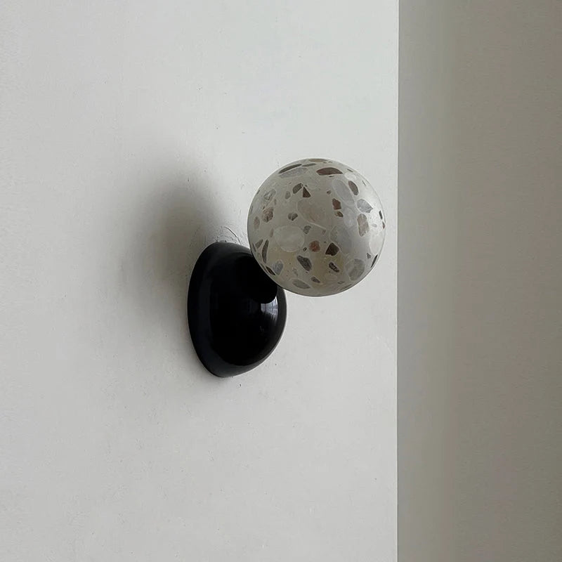 Wall Sconce | Metal Body & Decorative Stone Shade