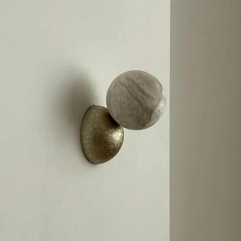 Wall Sconce | Metal Body & Decorative Stone Shade