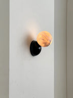 Wall Sconce | Metal Body & Decorative Stone Shade