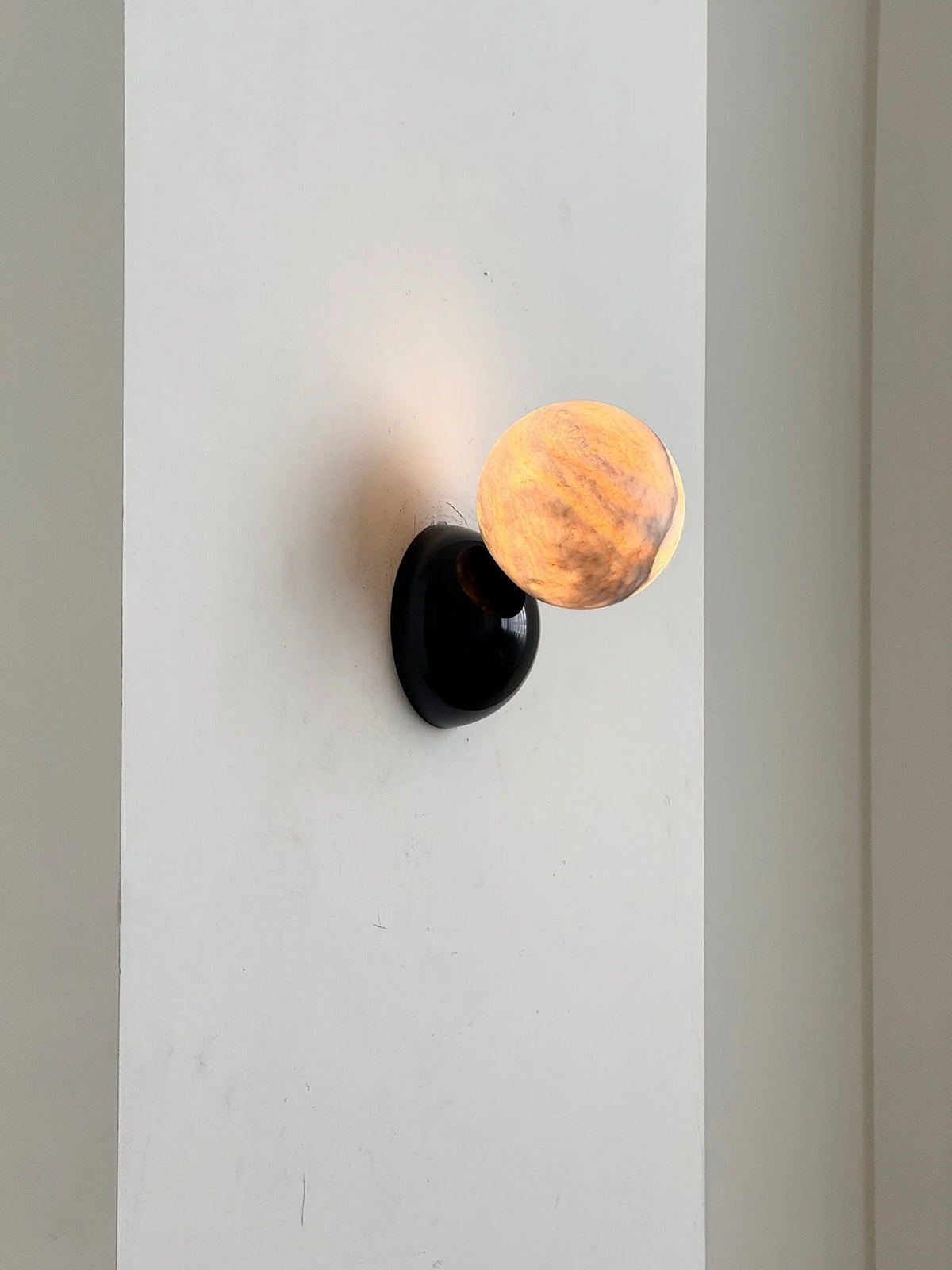 Wall Sconce | Metal Body & Decorative Stone Shade