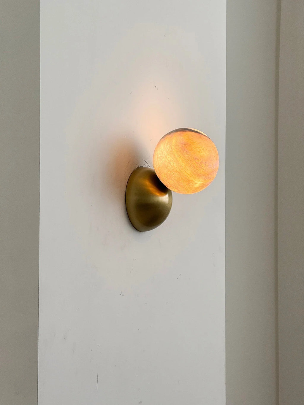 Wall Sconce | Metal Body & Decorative Stone Shade