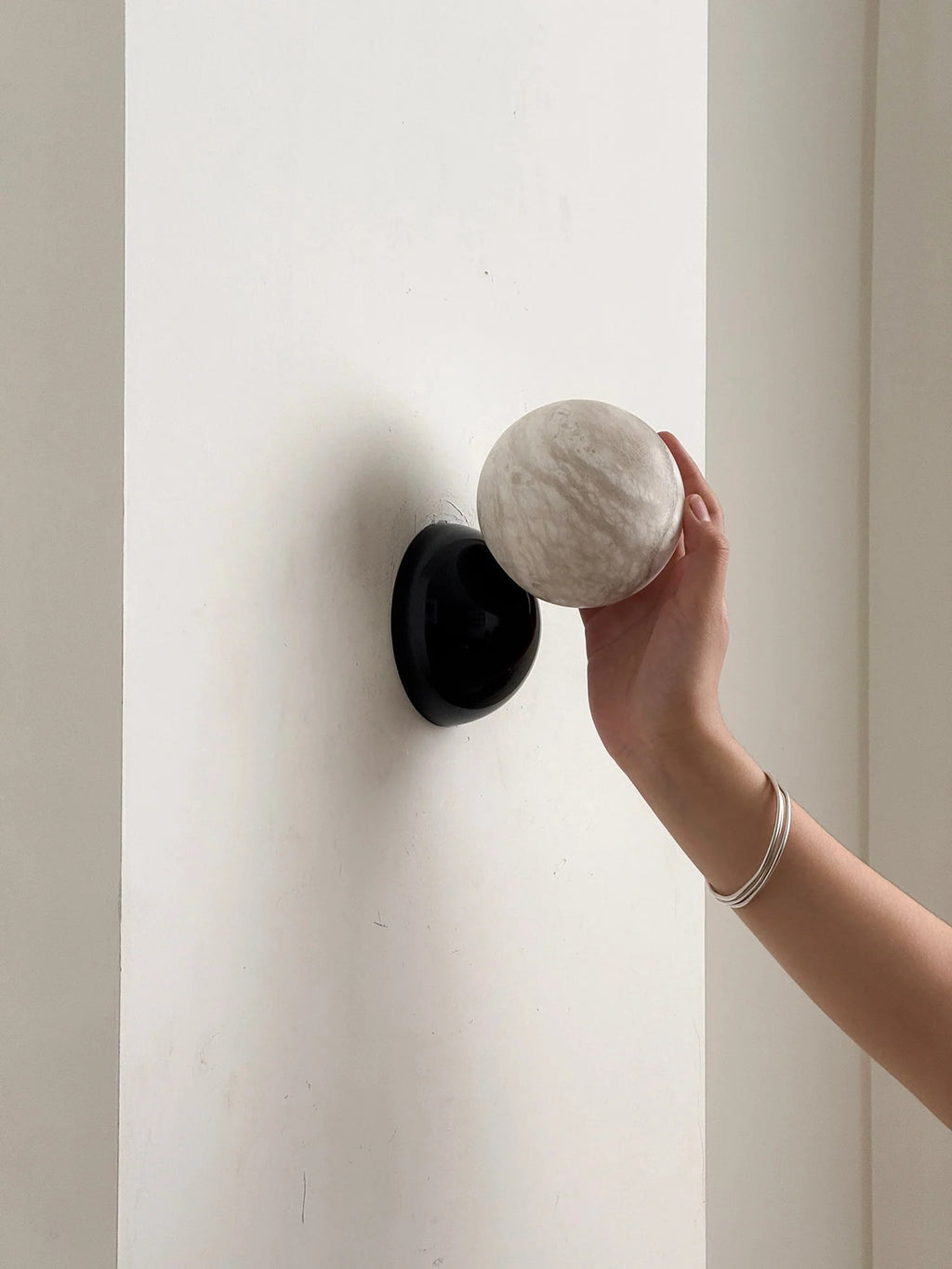 Wall Sconce | Metal Body & Decorative Stone Shade