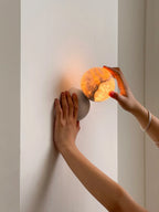 Wall Sconce | Metal Body & Decorative Stone Shade