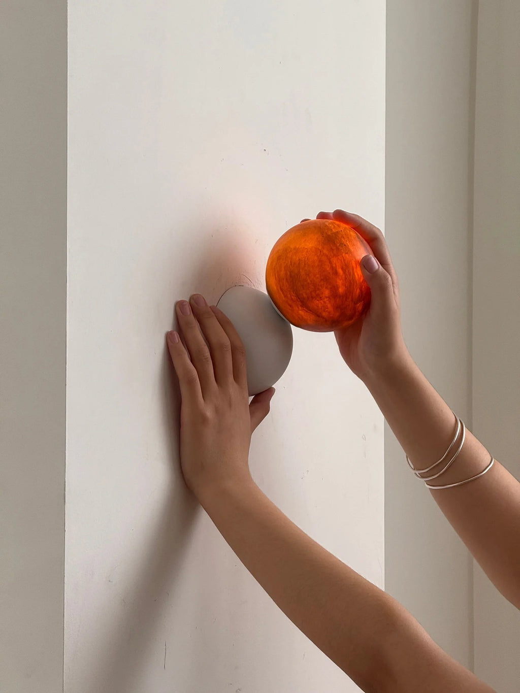 Wall Sconce | Metal Body & Decorative Stone Shade