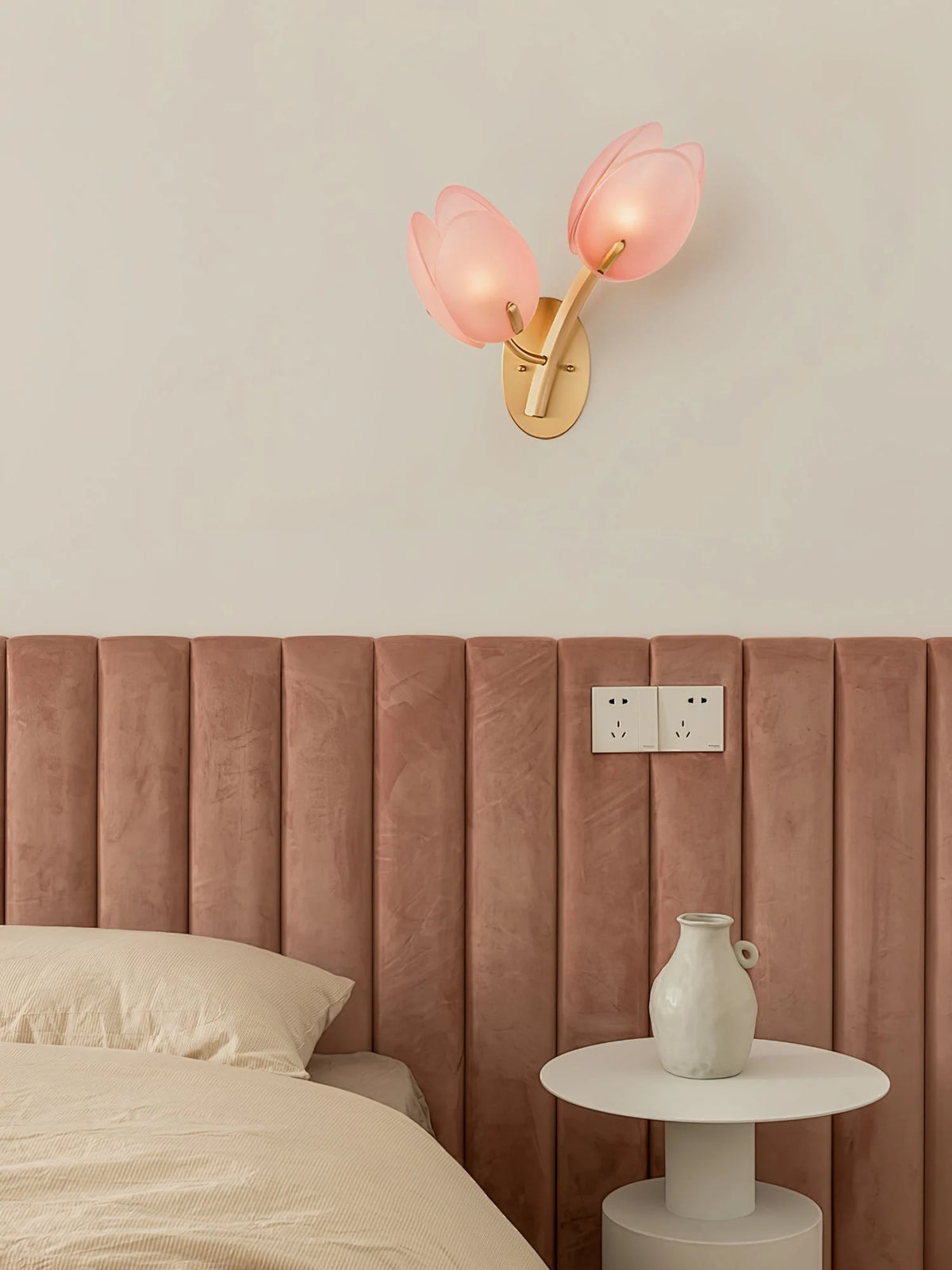 Wall Sconce | Metal Body & Glass Flower Shade