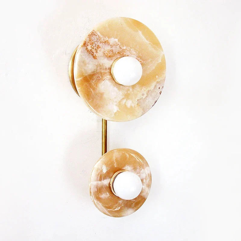Wall Sconce | Metal Body & Marble Or Jade Shade | 37 cm Height