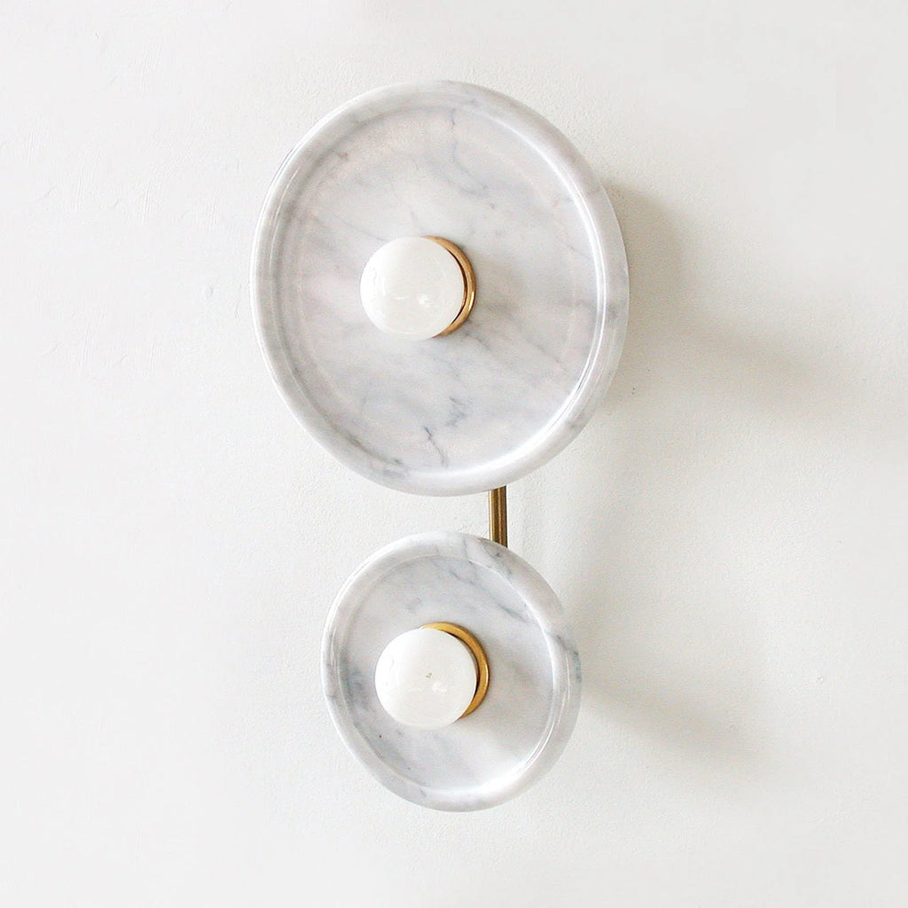 Wall Sconce | Metal Body & Marble Or Jade Shade | 37 cm Height
