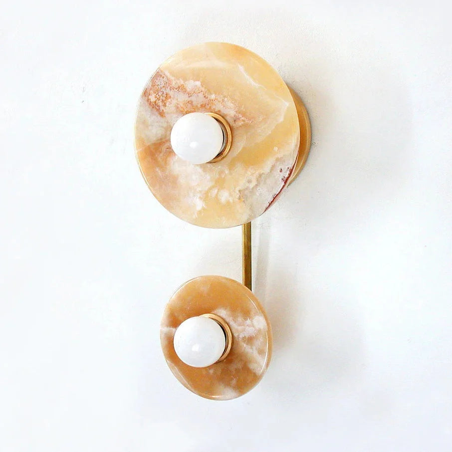 Wall Sconce | Metal Body & Marble Or Jade Shade | 37 cm Height