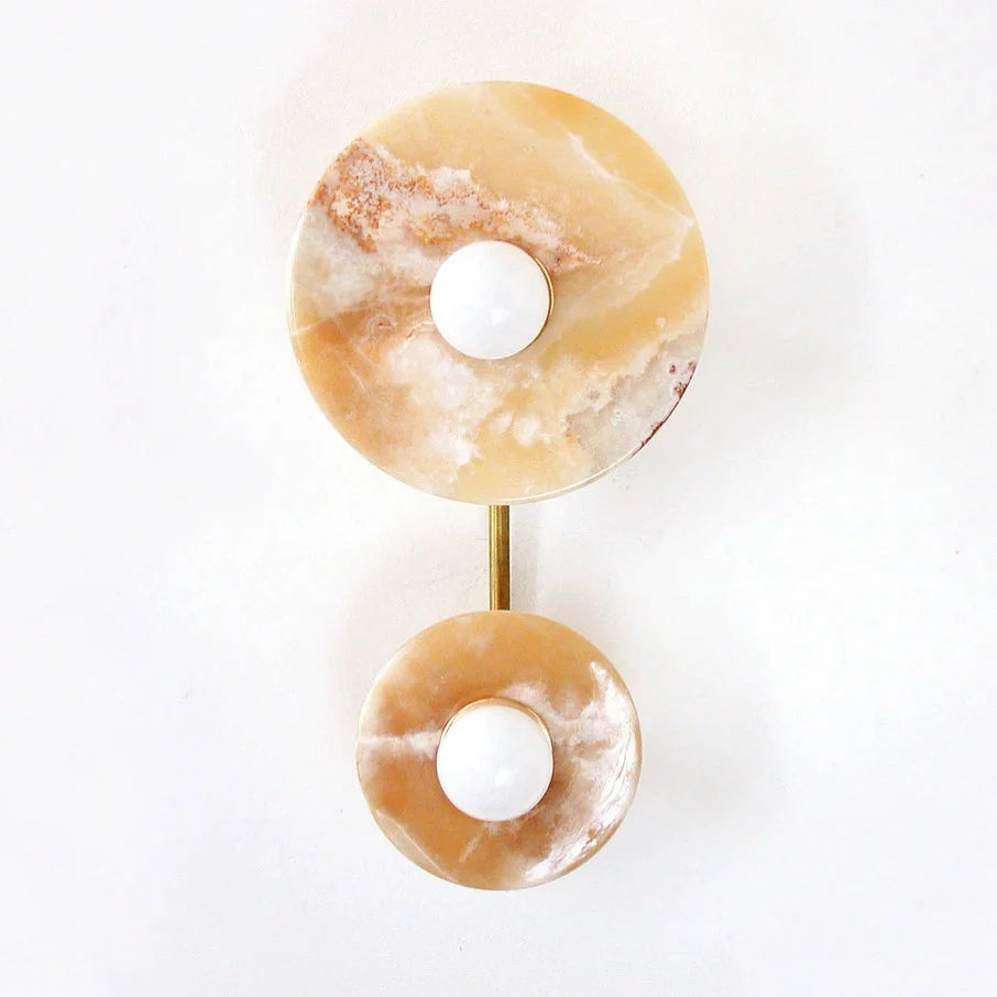 Wall Sconce | Metal Body & Marble Or Jade Shade | 37 cm Height