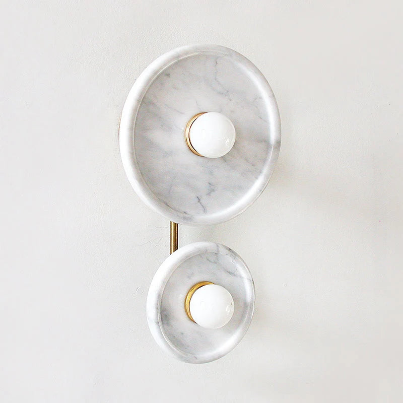 Wall Sconce | Metal Body & Marble Or Jade Shade | 37 cm Height
