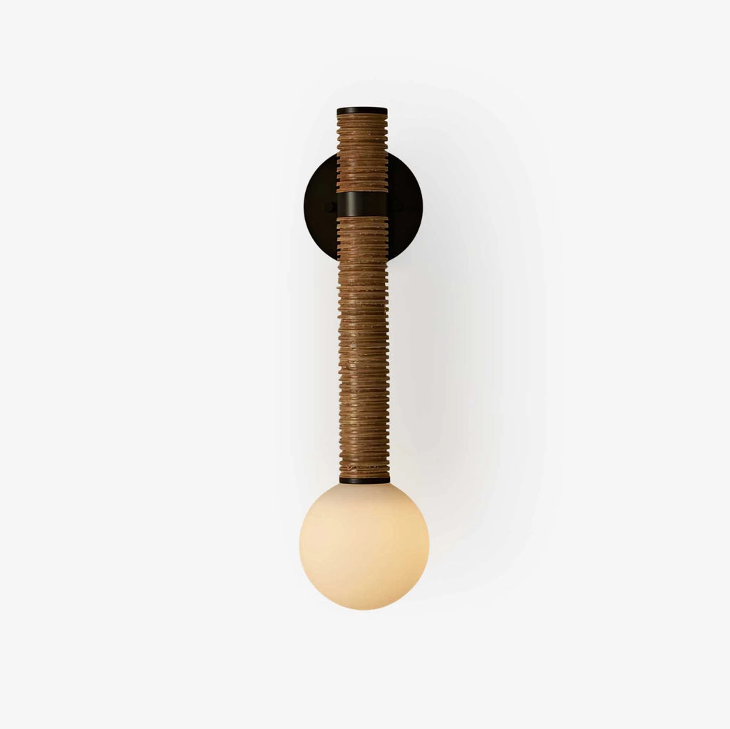 Wall Sconce | Metal & Glass With Leather Accent | 12 cm Dia x 49 cm H