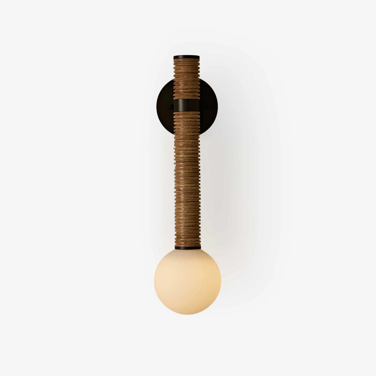 Wall Sconce | Metal & Glass With Leather Accent | 12 cm Dia x 49 cm H