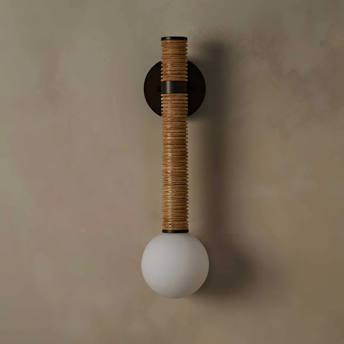 Wall Sconce | Metal & Glass With Leather Accent | 12 cm Dia x 49 cm H