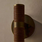 Wall Sconce | Metal & Glass With Leather Accent | 12 cm Dia x 49 cm H