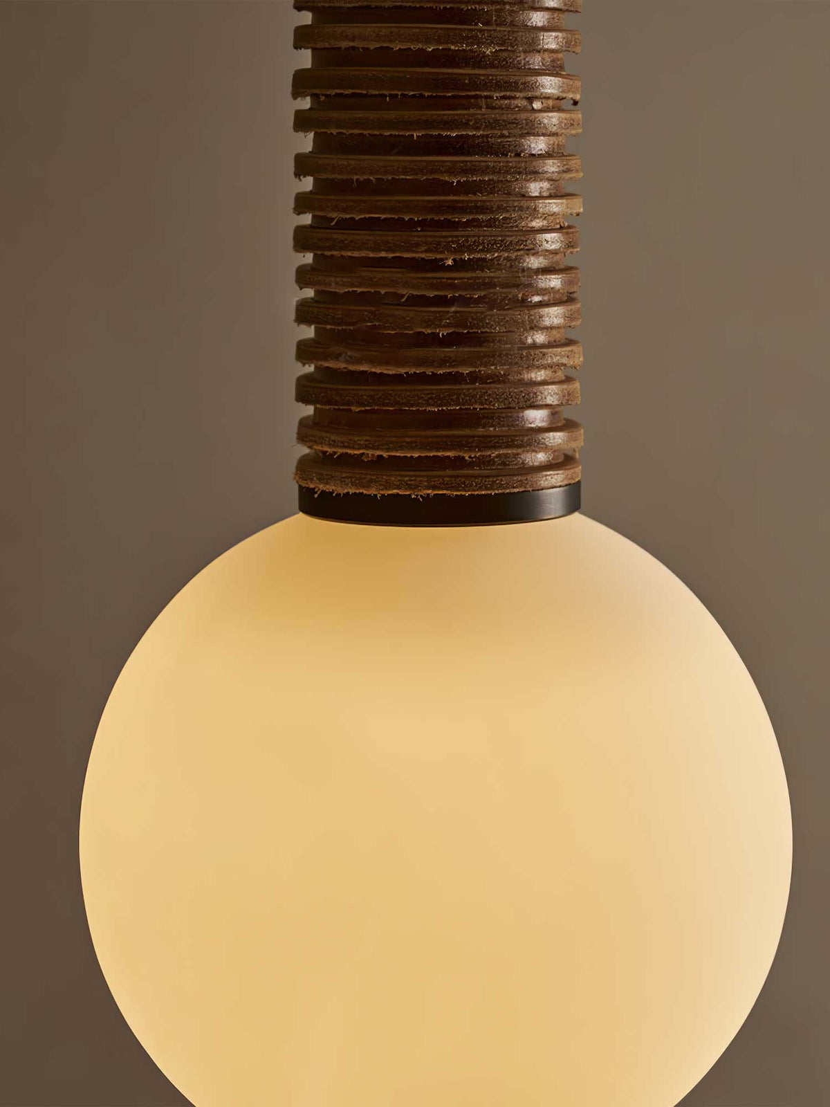 Wall Sconce | Metal & Glass With Leather Accent | 12 cm Dia x 49 cm H