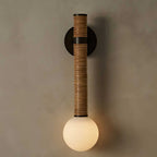 Wall Sconce | Metal & Glass With Leather Accent | 12 cm Dia x 49 cm H